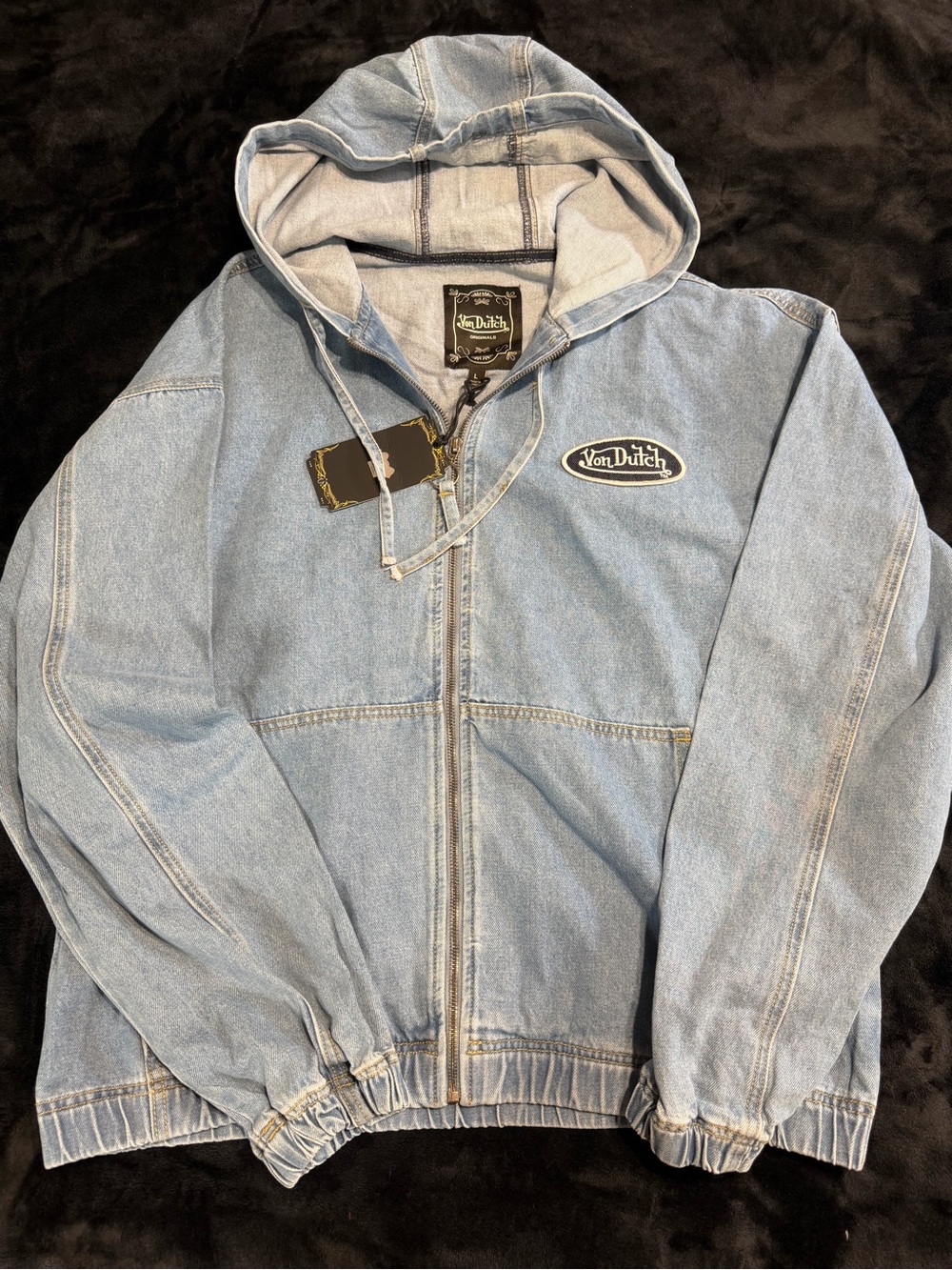 Von Dutch Men's Light Blue Denim Hooded Jacket L/G